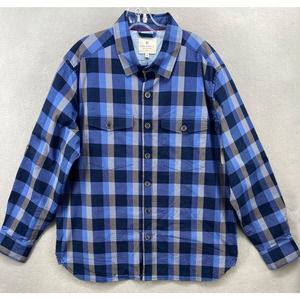 Con.Struct Shirt Mens Sz XL Blue Plaid Button Down Long Sleeve Collar Lined‎